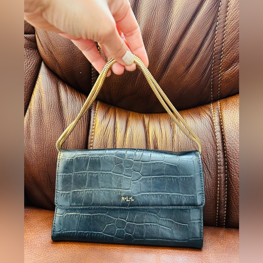🤩 BLACK Croc Leather Clutch Bag  by RLL